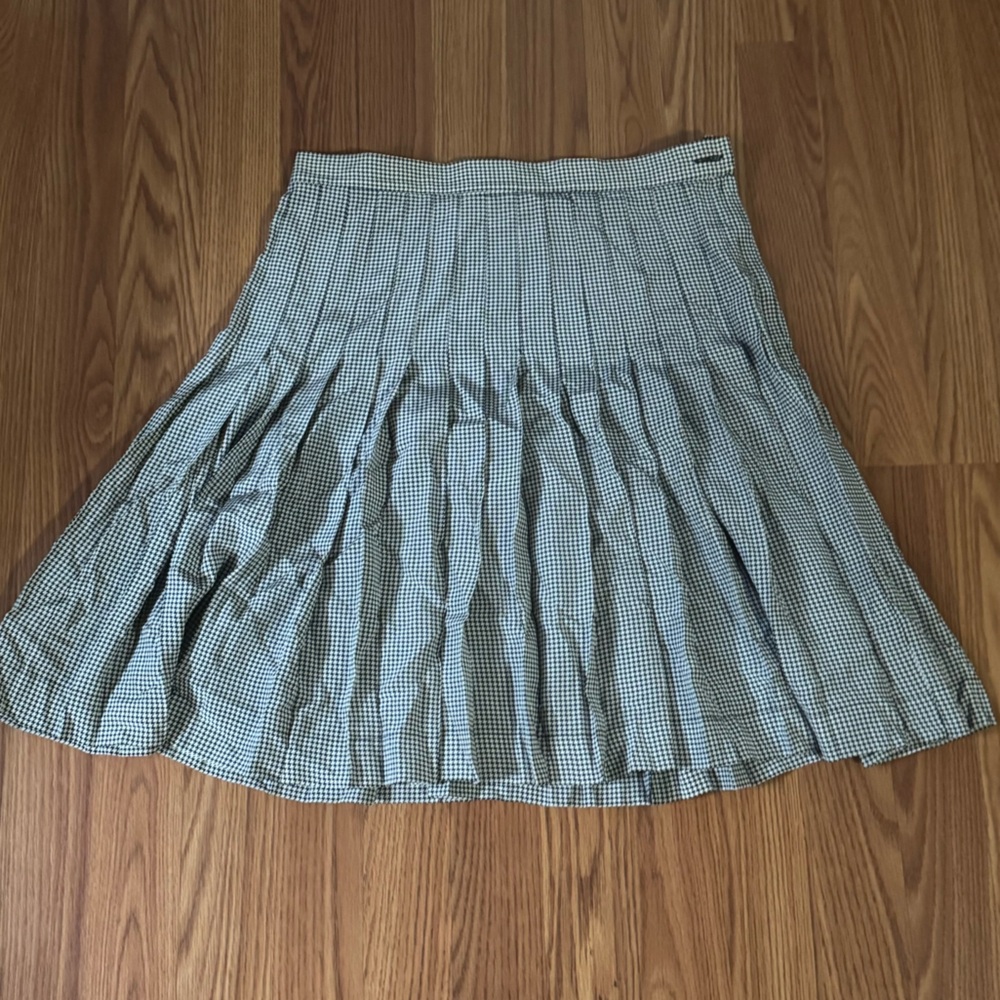 OGGI Vintage Houndstooth Pleated Midi Skirt Italy Classic Preppy Old Money‎ NWOT